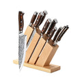 Hot Sales 9-Piece Stainless Steel 5Cr15MOV Kitchen Knife Set with Pakka Wood Handles and Block Ambidextrous Design