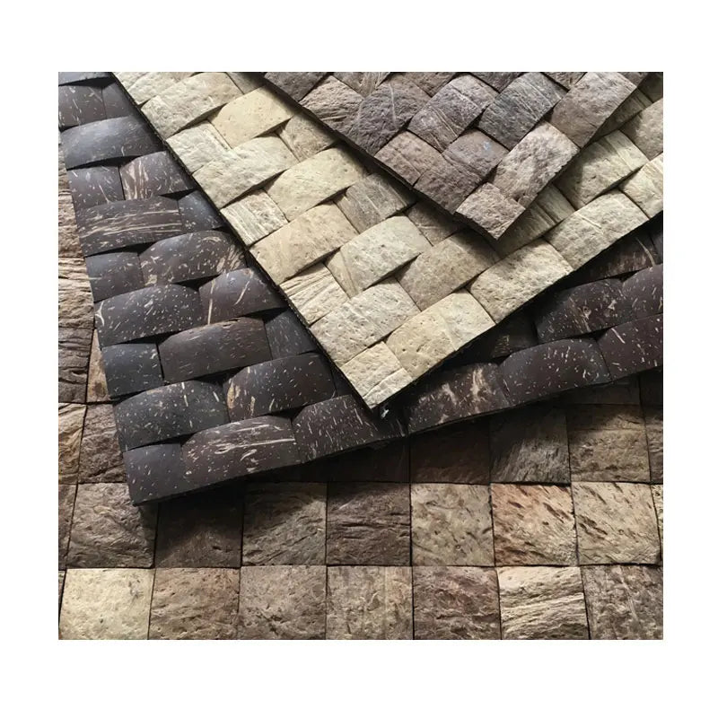 Nature Coconut Shell Wall Panels 3D Backsplash 12x12inch TV Background Backsplash Mosaic Tiles Natural Wood Shell