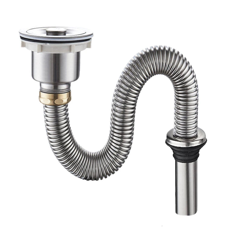 BANGQI Modern Polished Stainless Steel Flexible S-bend Drainage Basin Pipes Deodorant Bathtub Drain Hose Water Strainer Kitchen