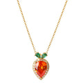 Fine Jewelry 925 Sterling Silver Gold Plated Zircon Women Fashion Sweet Small Carrot Pendant Necklace for Gifts
