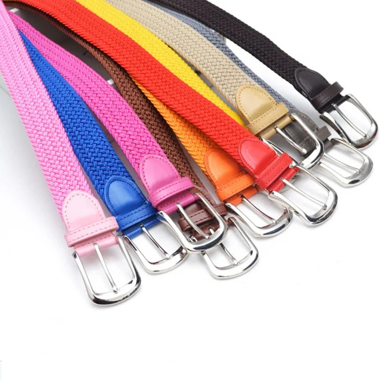 Men/Women's Braided Stretch Waist Belts Elastic Fabric Woven Elastic Canvas for Comfort Fit
