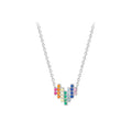 925 Silver Rainbow Zircon Fine Pendant Necklace Love Theme Necklace