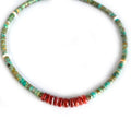 Turquoise choker Heishi Gemstone with Spiny Oyster Beaded Necklace Handmade