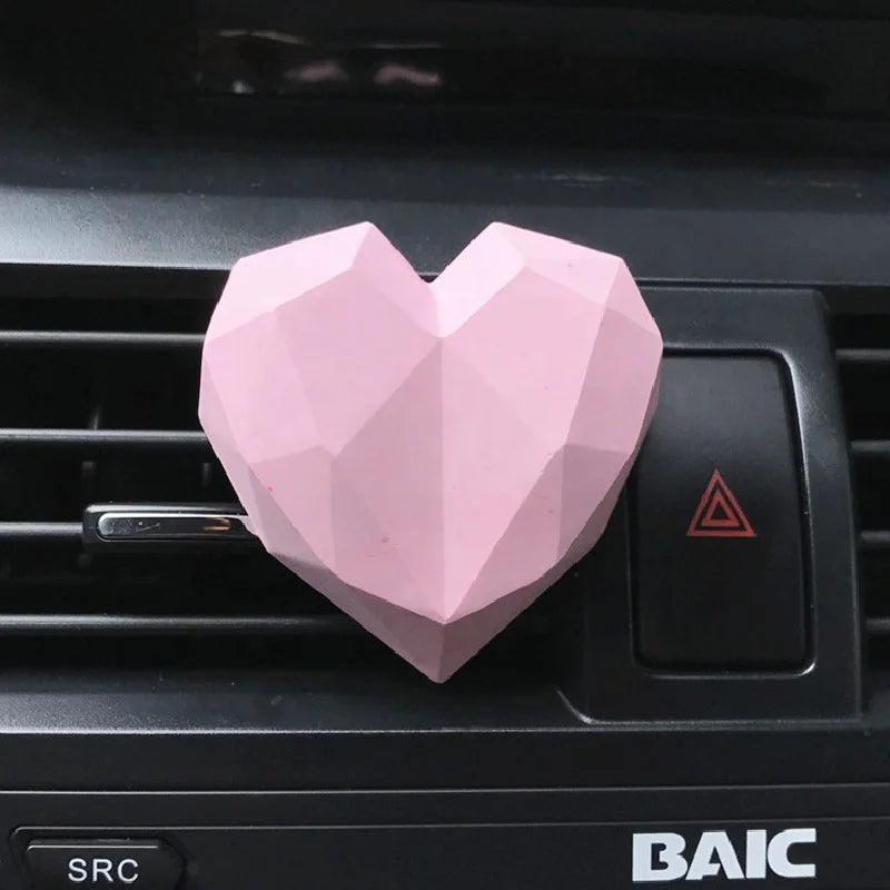 Pink Heart Shaped Ceramic Car Vent Clip Air Freshener Scented Porcelain Flower Home Aroma Fragrance Essential Oil Diffuser
