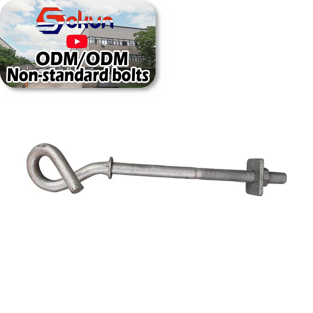 Hot Dip Galvanized Pigtail Hook Bolt  Heavy-Duty Eye Bolt for Electric Power Fittings