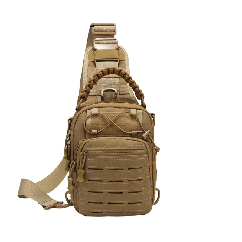 Men's Multifunctional Tactical Chest Bag Outdoor Cycling Waterproof Camouflage Design Zipper Fashionable One Shoulder Diagonal