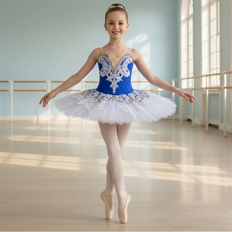 Girl Professional Ballet Tutu Tulle Dress White Blue Pink Gymnastics Leotard Diamond Dance Costume Ballet Leotard Girl Ballerina
