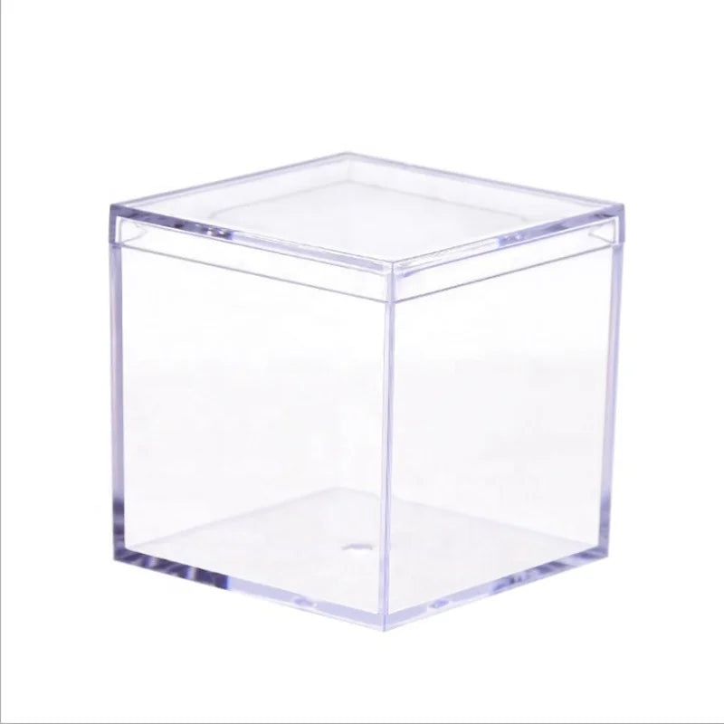 Square Acrylic Storage Cube Small Candy Favor Clear Acrylic Box With Lid