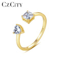 CZCITY Luxury Jewelry 925 Sterling Silver Gold Plated Classical Simple Diamond Rings for Women Wedding CZ Eternity Ring