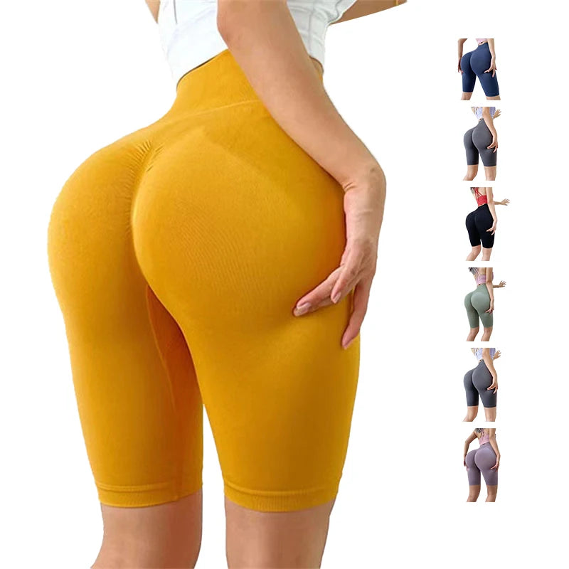 Custom Logo High Waist Women's Yoga Pants-Sexy Skinny Joggers Legging Shorts with Hot Spring Summer Solid Color Pattern MOQ 2pcs