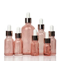 Luxury Pink Glass Dropper Rose Gold Essential Oil Bottle 15ml 30ml 50ml 100ml Screen Printing for Skin Care Serum