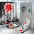 Hot Selling Rose Flowers Shower Curtain Set HD Printed Customization Curtains and Rugs