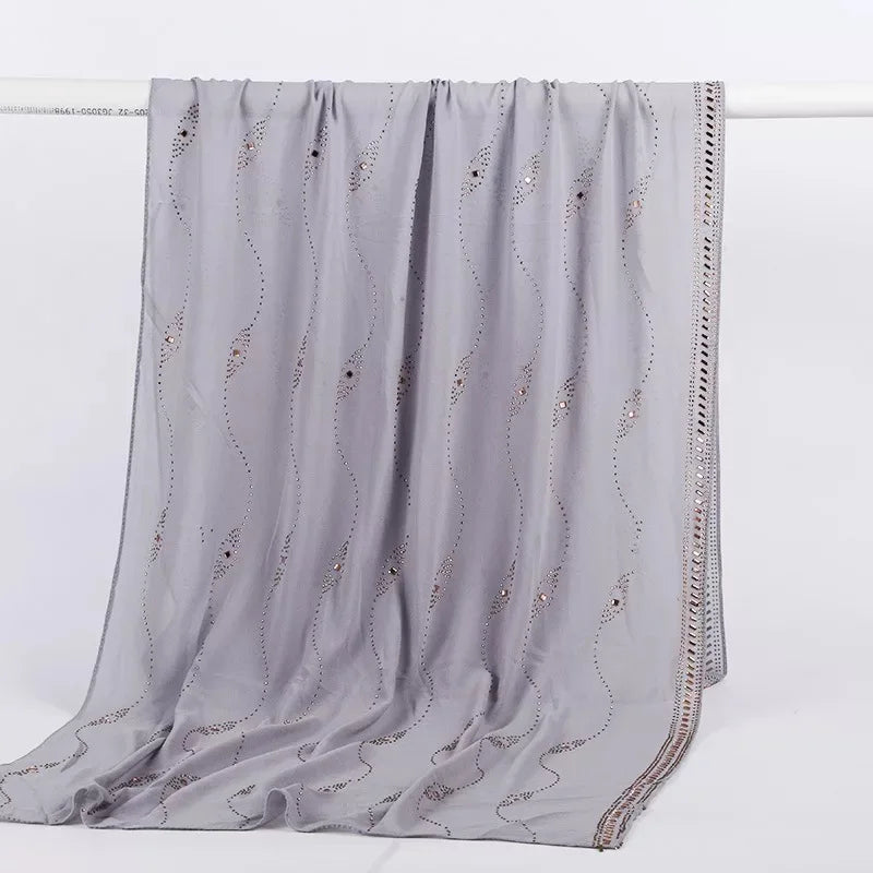 Wholesale Customized Wave Drill Chiffon Hijab Scarf Muslim Hijab Hot Selling Scarf Chiffon Hijab