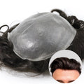 Emeda Mens Toupee Hair System Pieces Thin Skin Silicone Base V-loop Knotted Human Hair Wigs Prostheses for Men Toupee Hair Patch