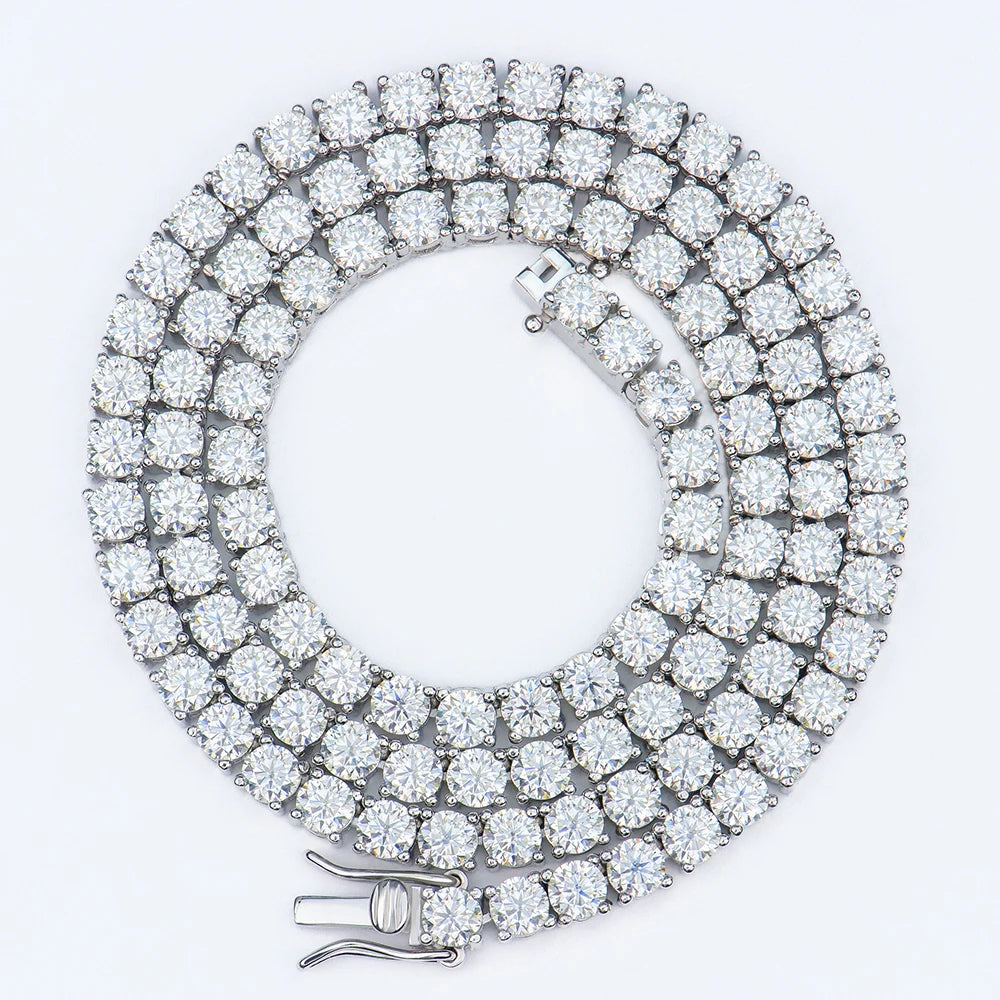 Wholesale Unisex Trendy Jewelry 925 Sterling Silver Gra Certificate Vvs 4mm Moissanite Diamond Moissanite Tennis Chain Necklace.