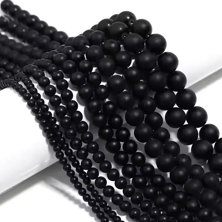 Wholesale 4mm 6mm 8mm Natural Stone Beads Matte Black Onyx Gemstone Beads Loose Beads for Jewelry Making
