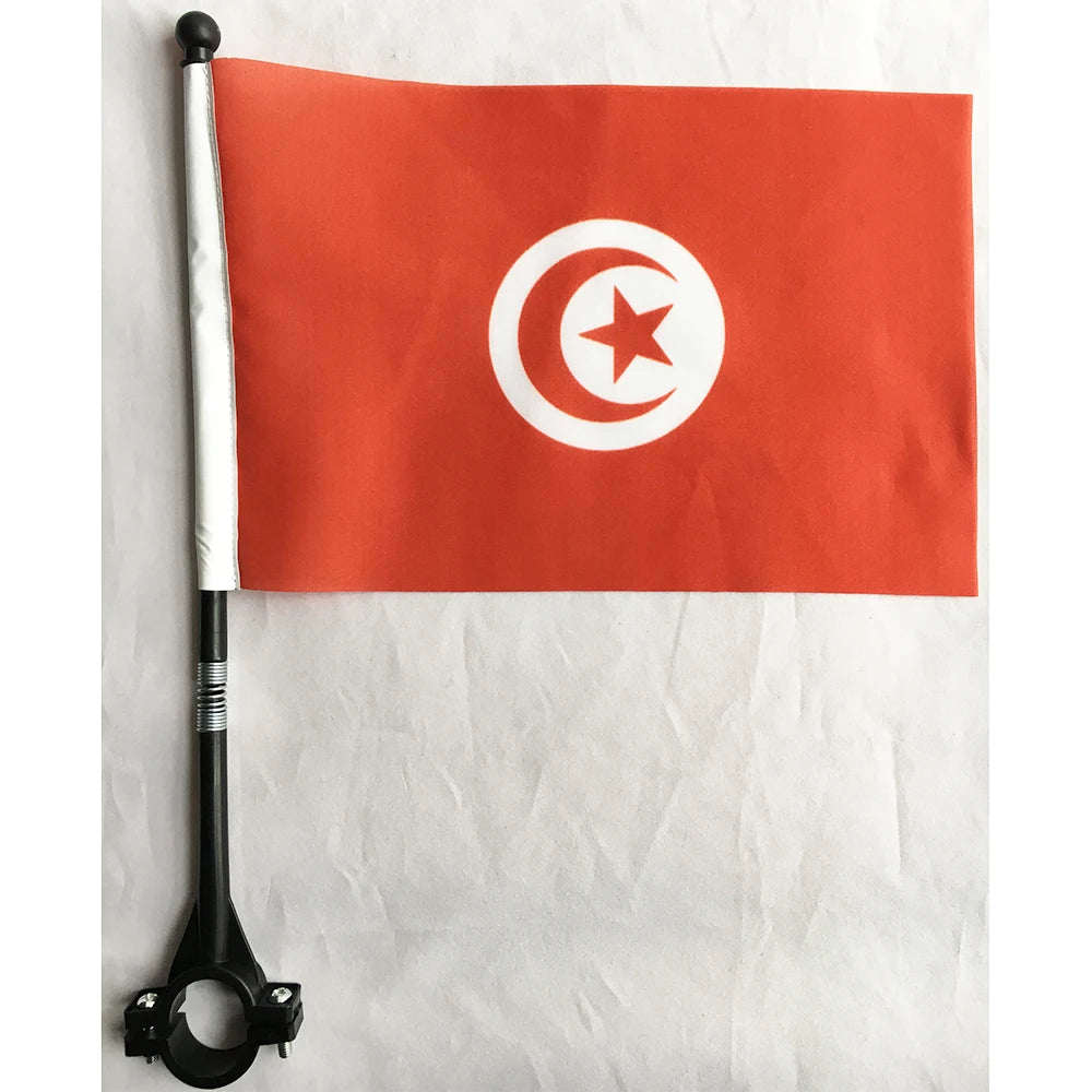 Polyester Custom Printing Different Country Bicycle Flag Handlebar Tunisia Flag for Outdoor Cycling Decoration