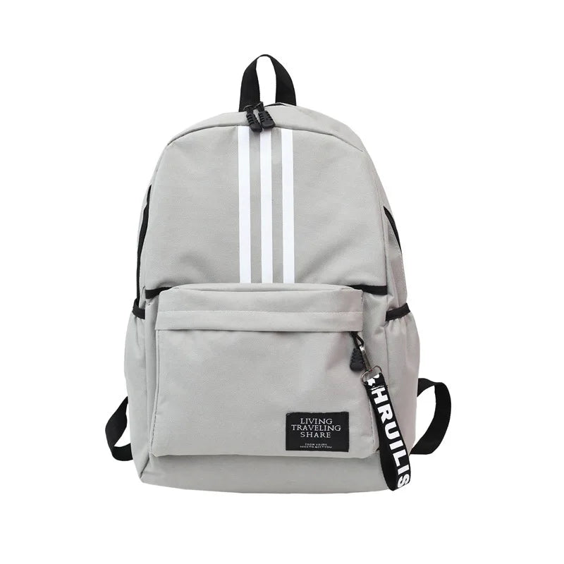College Style Leisure Backpack Korean Version Simple Striped Double-shoulder Bag Suitable for Men and Women Sports Bags