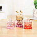 10ml Refillable Car Aromatherapy Car Fragrance Bottle Wooden Cap Red pink Purple Square Perfume Glass Bottle with Clip