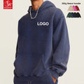SK 355G Men's Vintage Hooded Pullover Heavyweight Washed Winter Fleece Lining Autum/Winter 3D Pattern Knitted Fashion Pocket