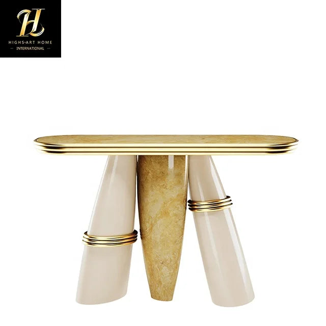 Italian Light Luxury Sense of Art Designer Villa Living Room Fancy Marble Console Table High End Custom Furniture