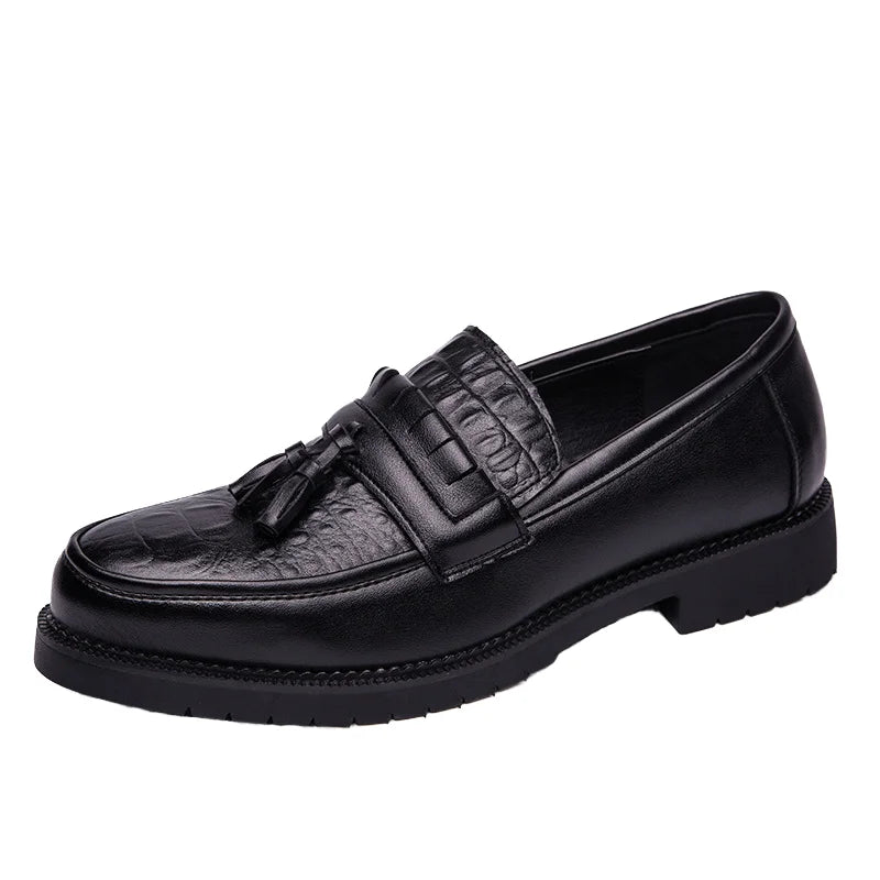 2025 New Fashion Tassel Design Men's Formal Loafers Slip-On Autumn/Winter Wedding Shoes PU Upper Rubber Insole Office Career All