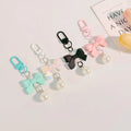 Creative Couple Gift Fashion Pearl Candy Bowknot Keychain Pendant for Girls Backpack Keyring Charm Headphone Case Accessories