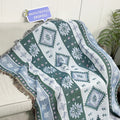Custom Woven Bohemian Throw Picnic Blanket with Solid & Dot Patterns for Home Decor Four Seasons Use
