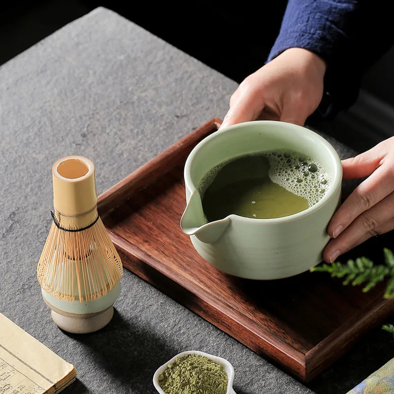 JDJ OEM ODM Handmade Bamboo Whisk Chasen Set Japanese Matcha Bowl and Whisk Holder Matcha Set