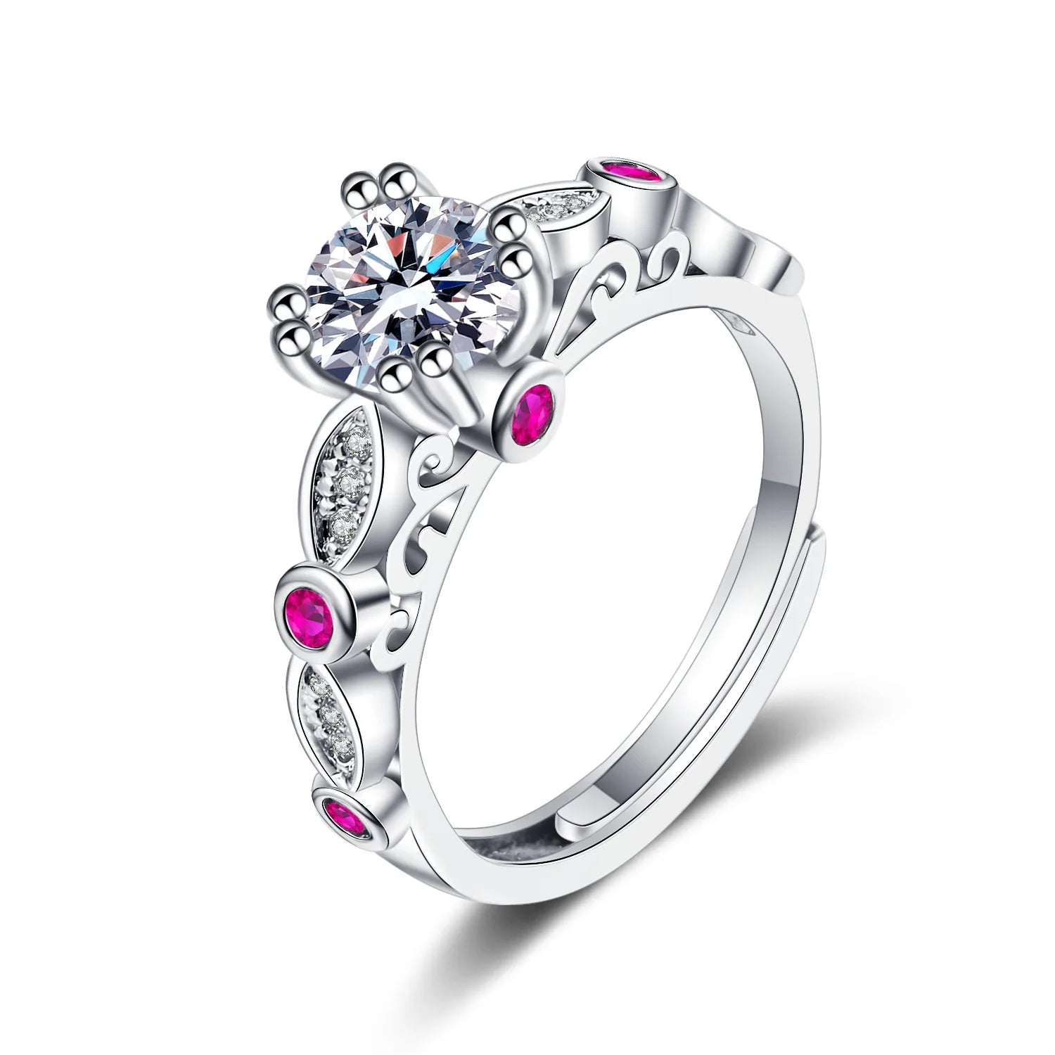 Luxury 925 Silver Plated Wedding Ring For Women 18K Gold Crown Moissanite Diamond Zircon Ring Engagement Finger Ring