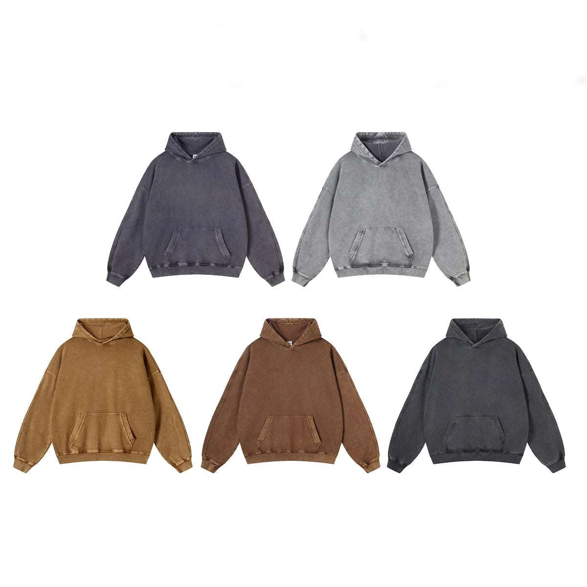 Men's Heavyweight Hoodie Acid Wash Effect Customizable Logo Embroidered Technique Sustainable Cotton Jogger Colorful Print