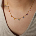 Colorful Zircon Gorgeous Contrasting Color Jewelry Girls Bracelet Necklace Wholesale Set