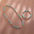 Adjustable Bohemian Shoushan Stone Beads Bracelet Necklace Set Handmade Women's Natural Stone Jewelry for Wedding Party Gift