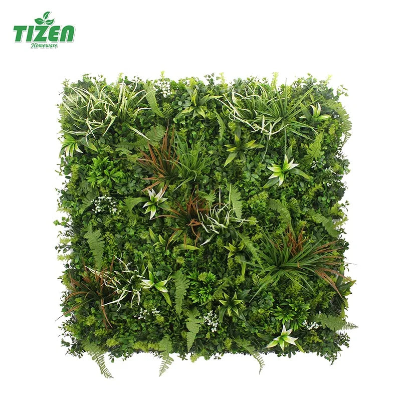 Tizen Factory Price Living Screen  Grass Background Green Artificial Outdoor Faux Plant Wall