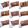 Retro Bohemian Bangle Pulseras De Mujer Elephant Heart Shell Star Moon Bow Map Crystal Bead Bracelet Women Charm Jewelry
