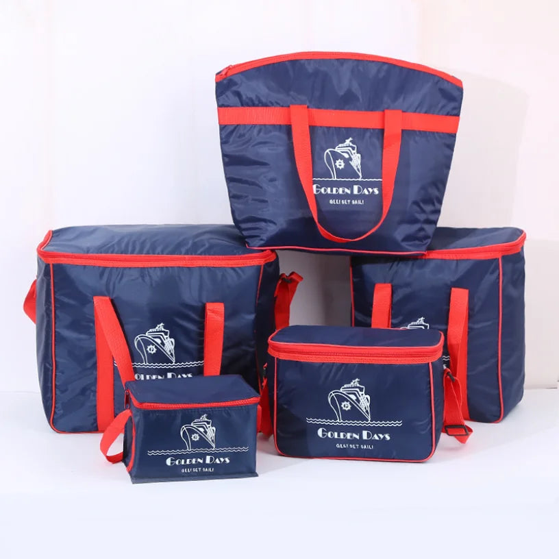 OEM Custom Imprint Portable 210D Non-Woven Classic Foldable Waterproof Insulated Thermal Letter Food Cooler Bag More Design