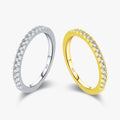 925 Sterling Silver Eternity Band Ring Classic Sparkling CZ Wedding Gold Color Rings for Women Engagement Fine Jewelry