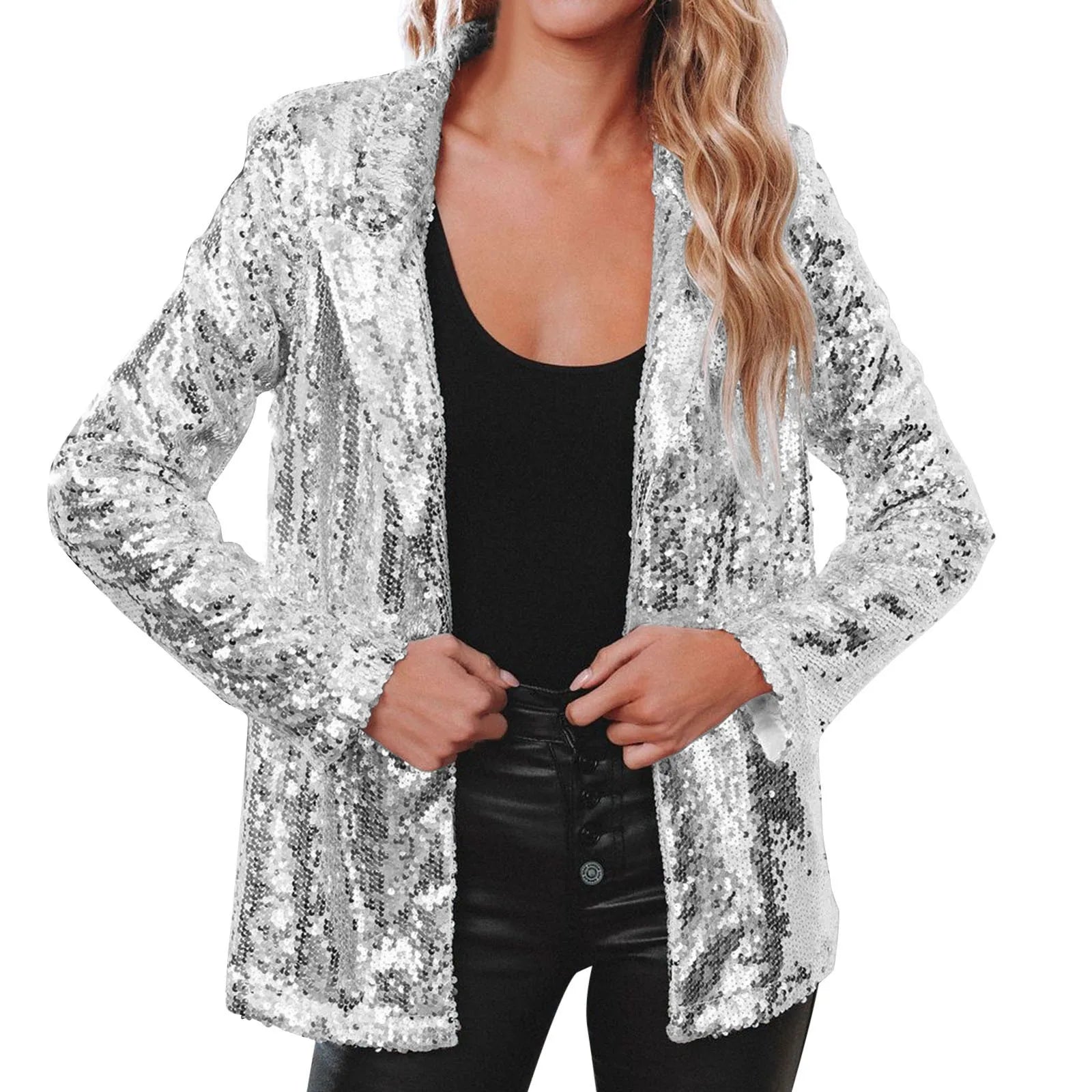 Fashion Luxurious Sequin Long Sleeve Casual Party Evening Blazer Jacket