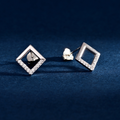Wholesale Earrings Jewelry Rhodium Plated Cubic Zirconia Square Shape Stud Earring 925 Sterling Silver Fine Jewelry Earrings