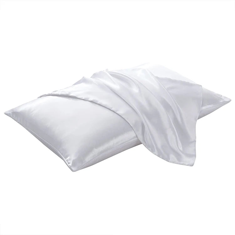 High Quality US King Queen Size White Pure Satin Pillowcase Pillow Case Cushion Cover Envelope for Hair