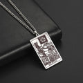 R.GEM. Retro Vintage Geometric Stainless Steel Rectangle Tarot Card Rider Waite Anniversary Pendant Necklace