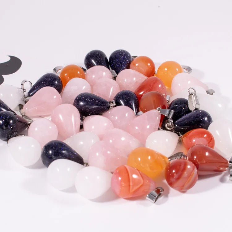 Huiying Wholesale charms assorted crystal Water drops shape beads pendant natural stone pendants for jewelry making jewelry