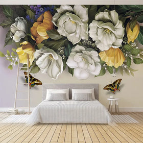 8D Light Luxury Bedroom Flower Wallpaper Tv Background Wall Embossed Rose European Style Mural Sofa Wallpaper Wall Covering