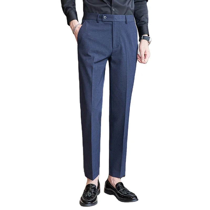 Spring and Summer Wool Men's Business Suit Trousers Slim Comfortable Stretch Pants Plus Size Men's Pants