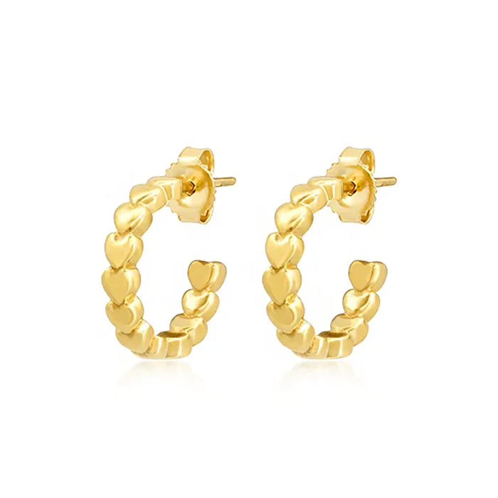 LOZRUNVE 925 sterling silver fashion jewelry wholesale minimalist heart C hoop earrings for women