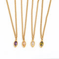 Joolim Jewelry 18K Gold Plated Purple Clear Zircon Eye Pendant Choker Necklace Stainless Steel Jewelry Wholesale MegaBDM