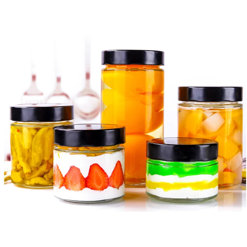 Supply Square Glass Honey Jar 500g 380ml Capacity for Jam Sauce Pickle Food Storage with Metal Lids