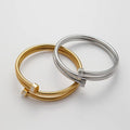 Stainless Steel Non Tarnish Multi Layer Stacked Jewelry 18k Gold Plated Zircon Open Bracelet Waterproof YF3937
