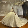 Jancember NS4486 Muslim French Sequins Lace Bridal Dresses Elegant Wedding Party Dresses