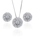 2022 Valentine's Day Luxury Bridal Crystal Zircon Necklace and Earrings Jewelry Set Silver Necklace Silver Earrings